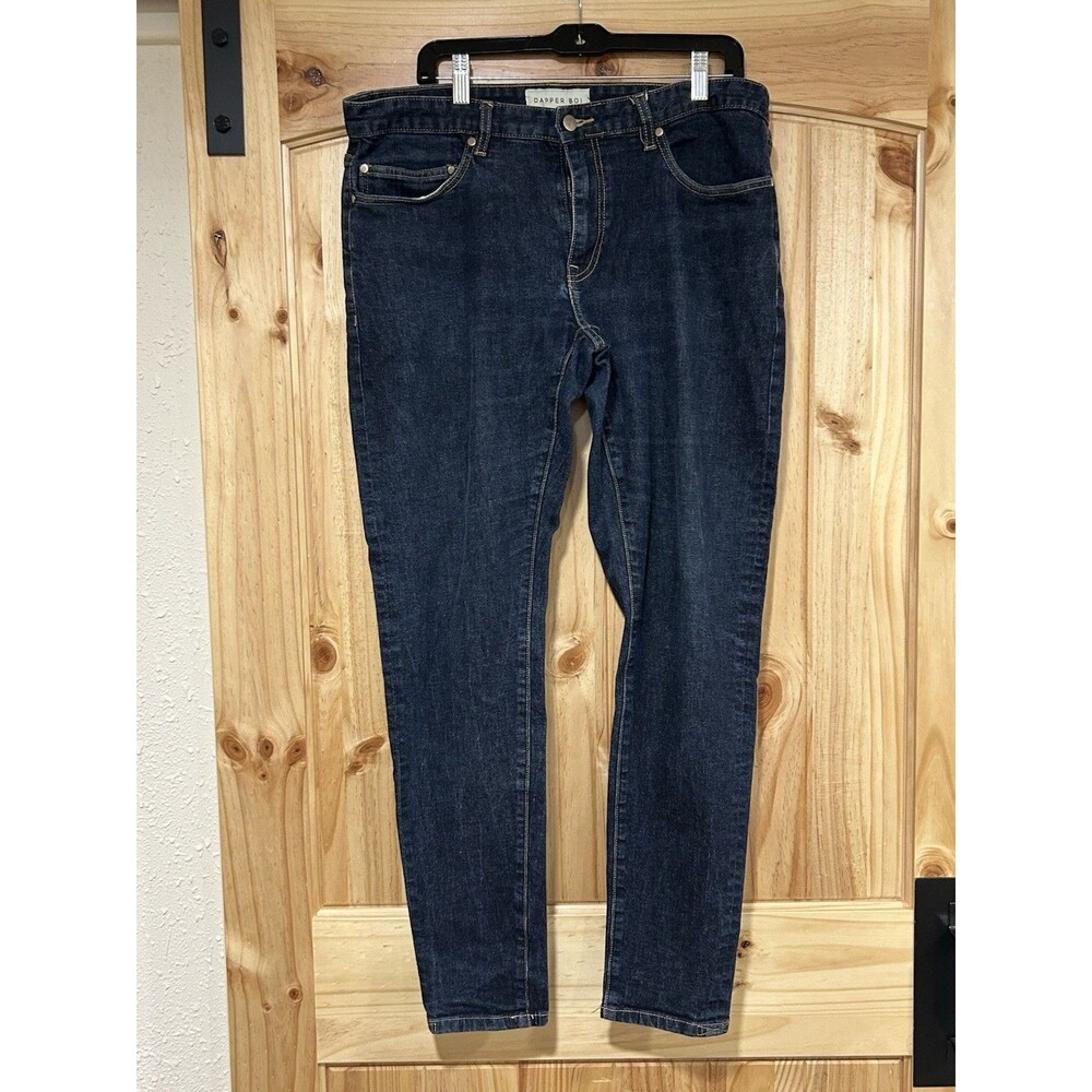 Dapper Boi Slim Fit Jeans Dark Blue Straight Stretch 36 X 31 Mens